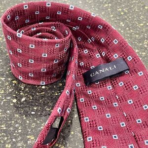 Canali Burgundy Silk Tie.